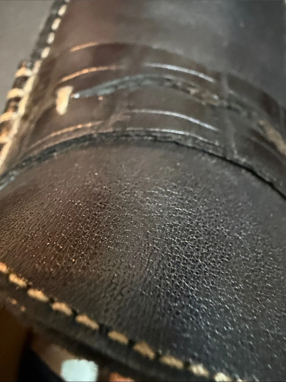 Johnston & Murphy Black Leather Penny Loafers with Contrast Stitching
